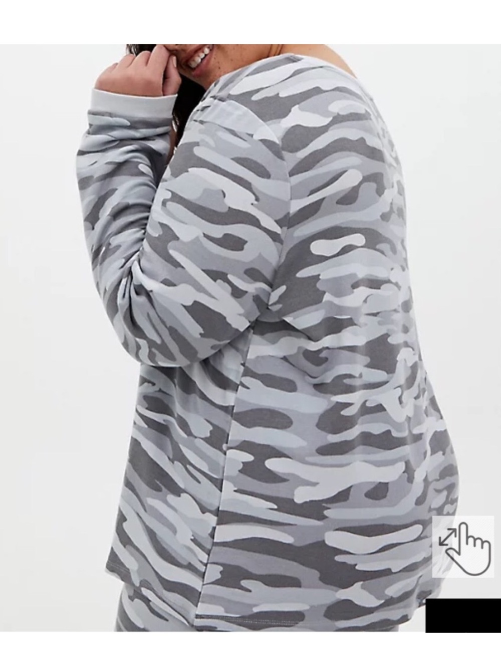Gray Camo Scoop-Neck Long Sleeve Pajama Top torrid NWT - Picture 3 of 8